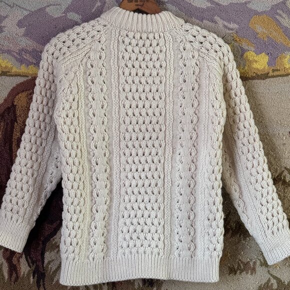 John Molloy Genuine Donegal Ireland Wool Womens Ivory Sweater Pullover Sz M - Picture 8 of 10